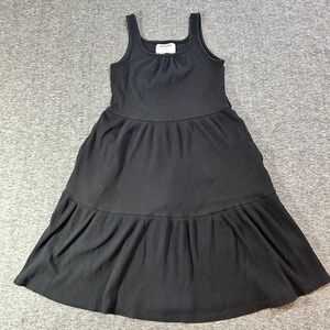 Old Navy Girls Black Ribbed Dress  Sz L Dark Coquette Vibes Tiered Ruffles
